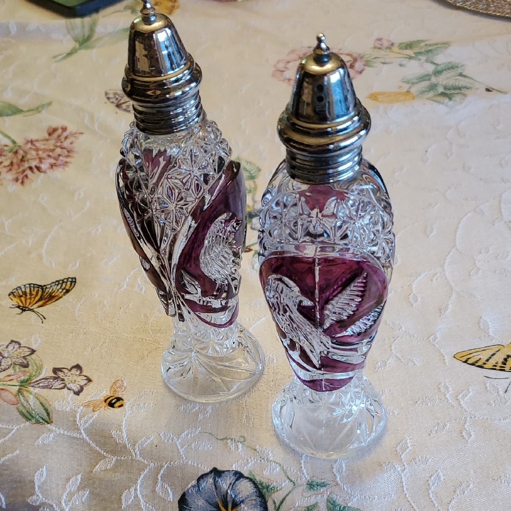 Elegant Crystal and Silver Salt and Pepper Shakers